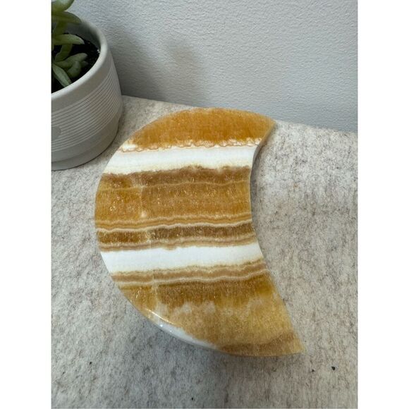Banded Orange Calcite Moon - Picture 3 of 8